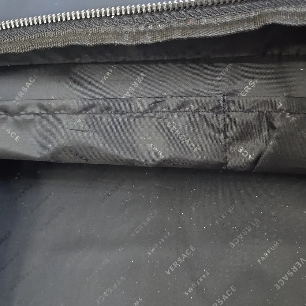 NWOT Versace Parfums Limited Edition Weekend Duffle Gym Bag Backpack Dark Blue